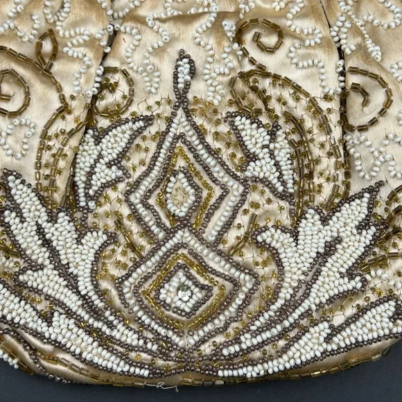 Vintage Gold Beaded purse pearl snap closure France - Picture 2 of 8
